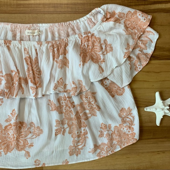 Mind Code Floral Print Off-Shoulder Ruffle Top - Picture 3 of 8